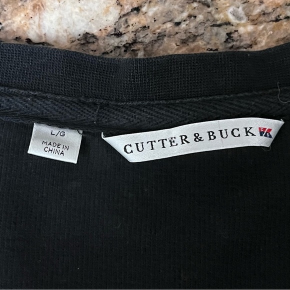 Cutter & Buck Men's Sweater Black Pima Cotton Goth Grunge Moto Biker Preppy L - Picture 8 of 9